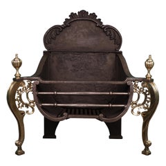 A Rococo Brass & Steel Fireplace Fire Basket