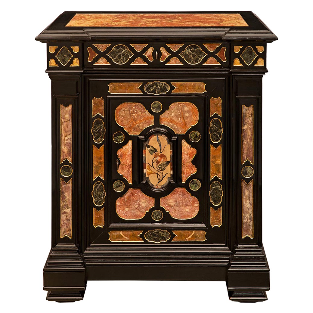 Italian 19th Century Baroque St. Fruitwood & Semi-Precious Stone Cabinet For Sale