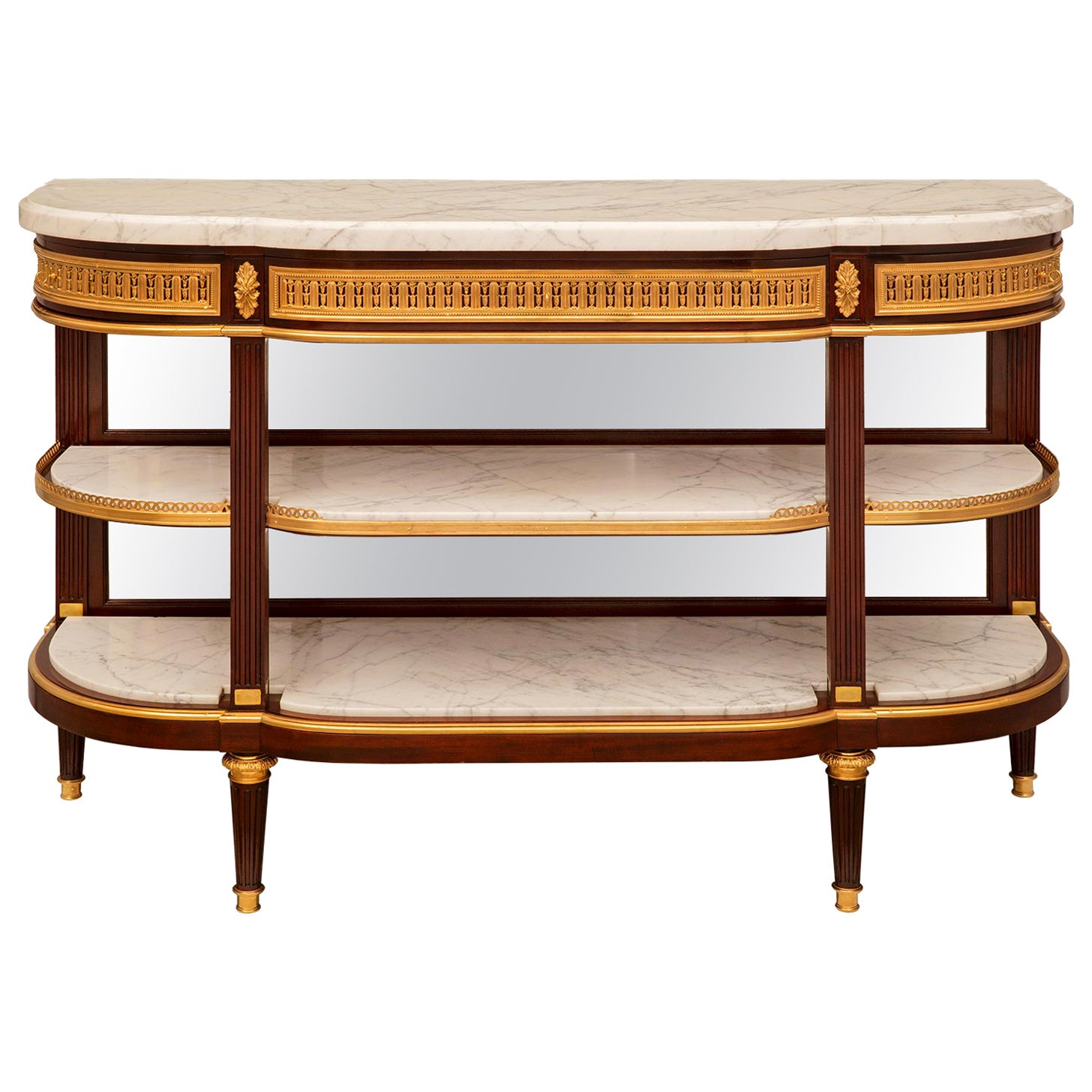 French 19th Century Louis XVI St. Belle Époque Period Mahogany & Marble Console For Sale