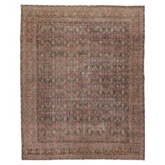Antique Bidjar Handmade Gray Wool Rug With Allover Floral Pattern