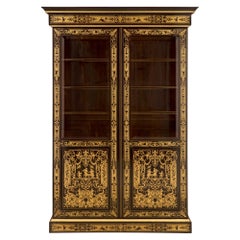 French 19th Century Napoleon III Period Ebony, Walnut and Brass Boulle Cabinet