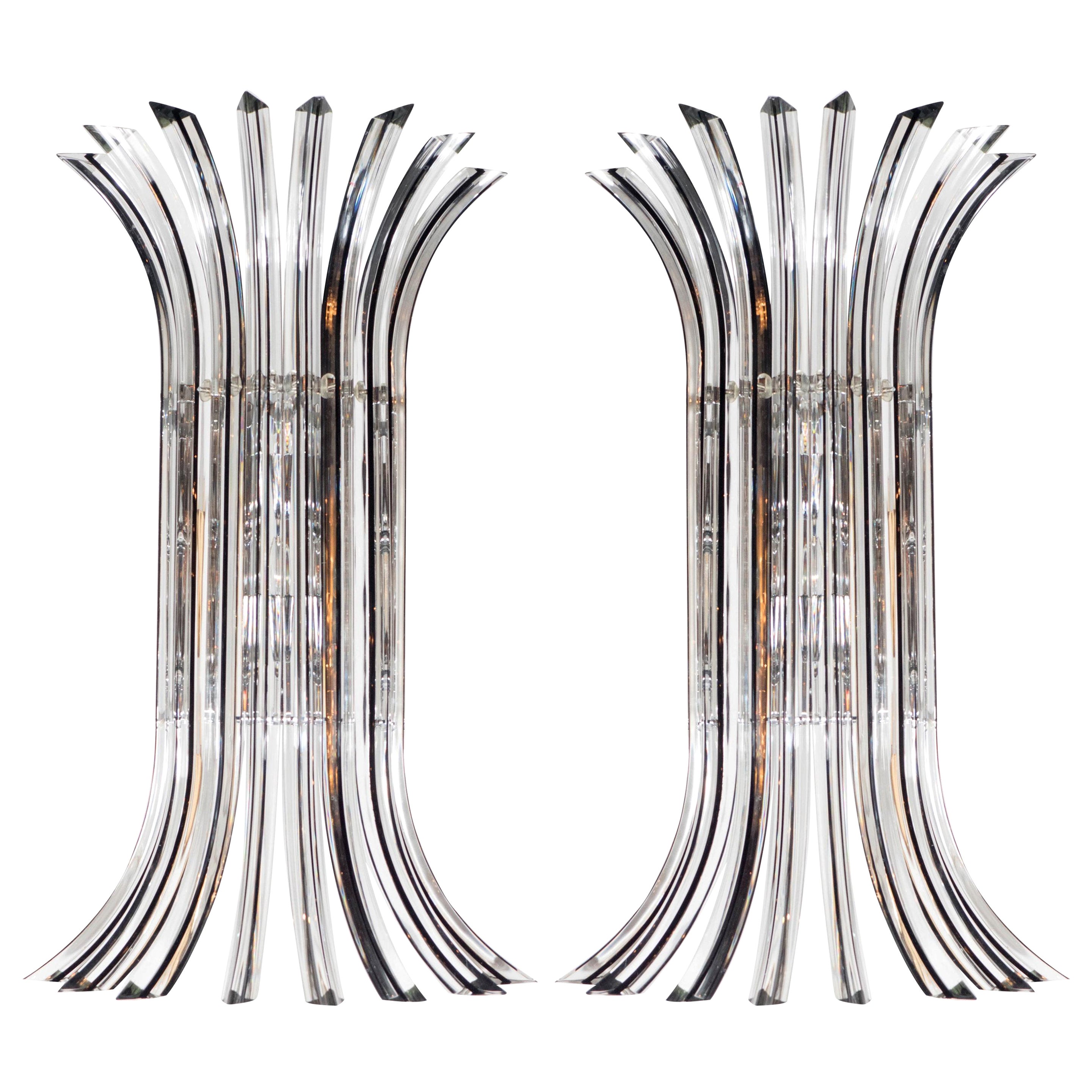 Modernist Hand Blown Murano Translucent and Smoked Glass Camer Sconces
