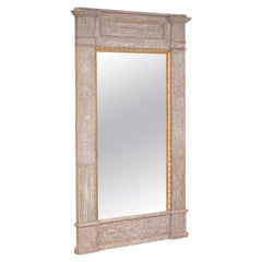 Antique Gustavian Style Large Gray Painted Mirror, Sweden circa 1800's