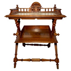 Antique French Walnut Galleried Side Table, circa 1880