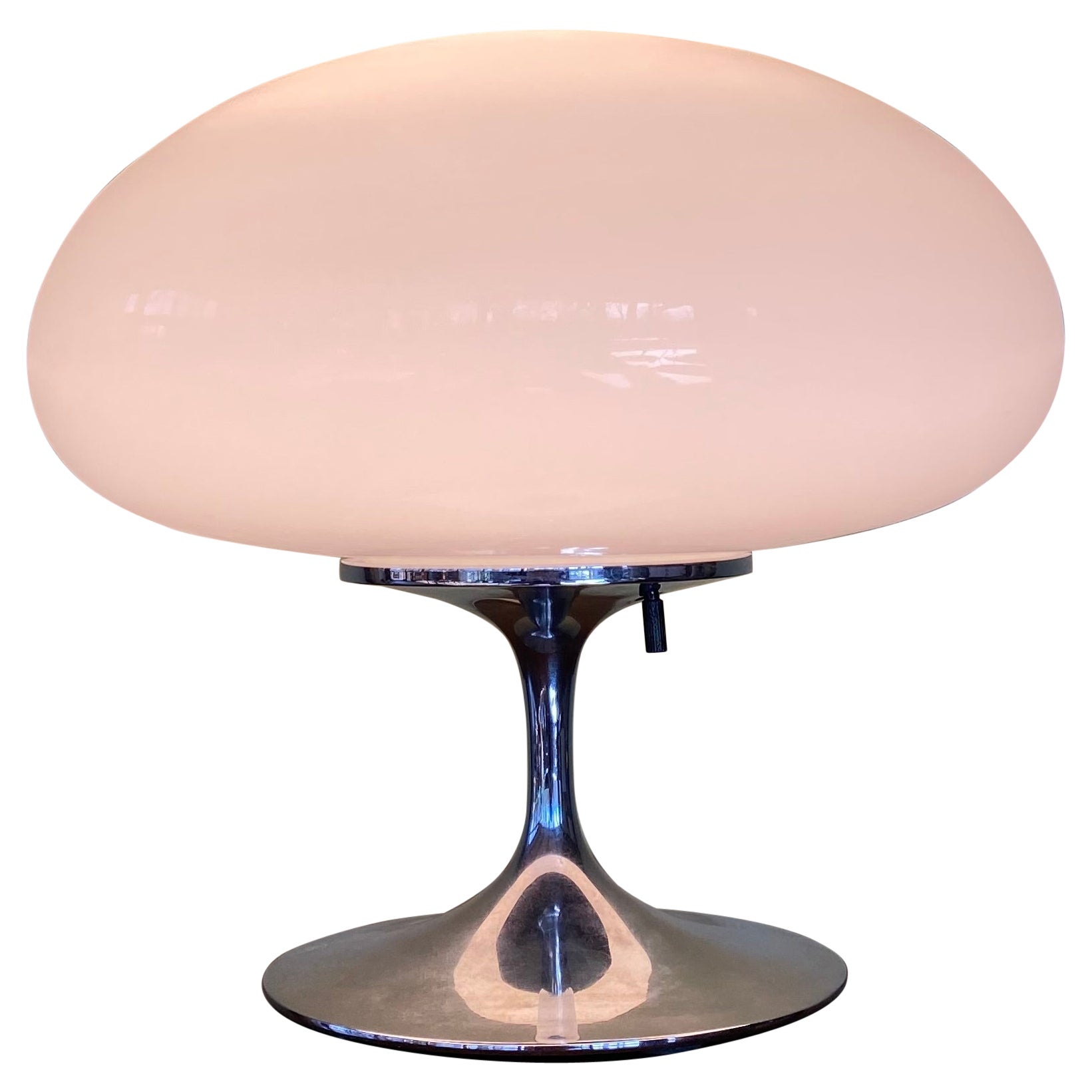 Chrome and Mushroom Glass Stemlite Table Lamp by Bill Curry for Design Line