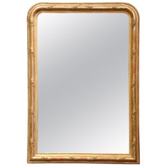 19th Century, French Louis Philippe Gold Leaf Wall Mirror with Floral Motifs