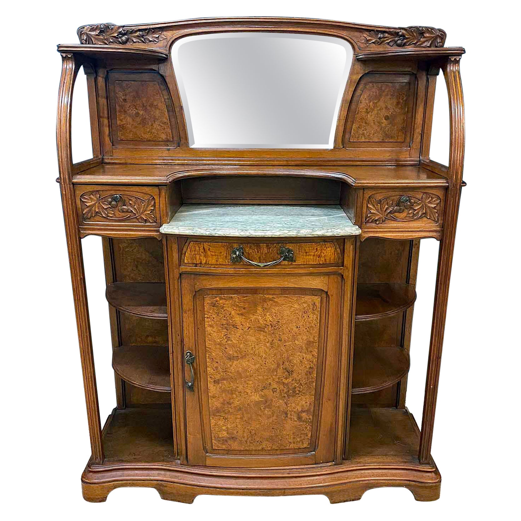  Gauthier-Poinsignon & Cie, Art Nouveau cabinet in Walnut and Elm burl veneer 