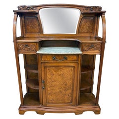 Gauthier-Poinsignon & Cie, Art Nouveau cabinet in Walnut and Elm burl veneer 