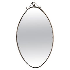 Italien Main Miroir à cadre en laiton martelé