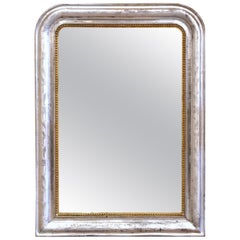 19th Century French Louis Philippe Two-Tone Silver and Gilt Wall Mirror 