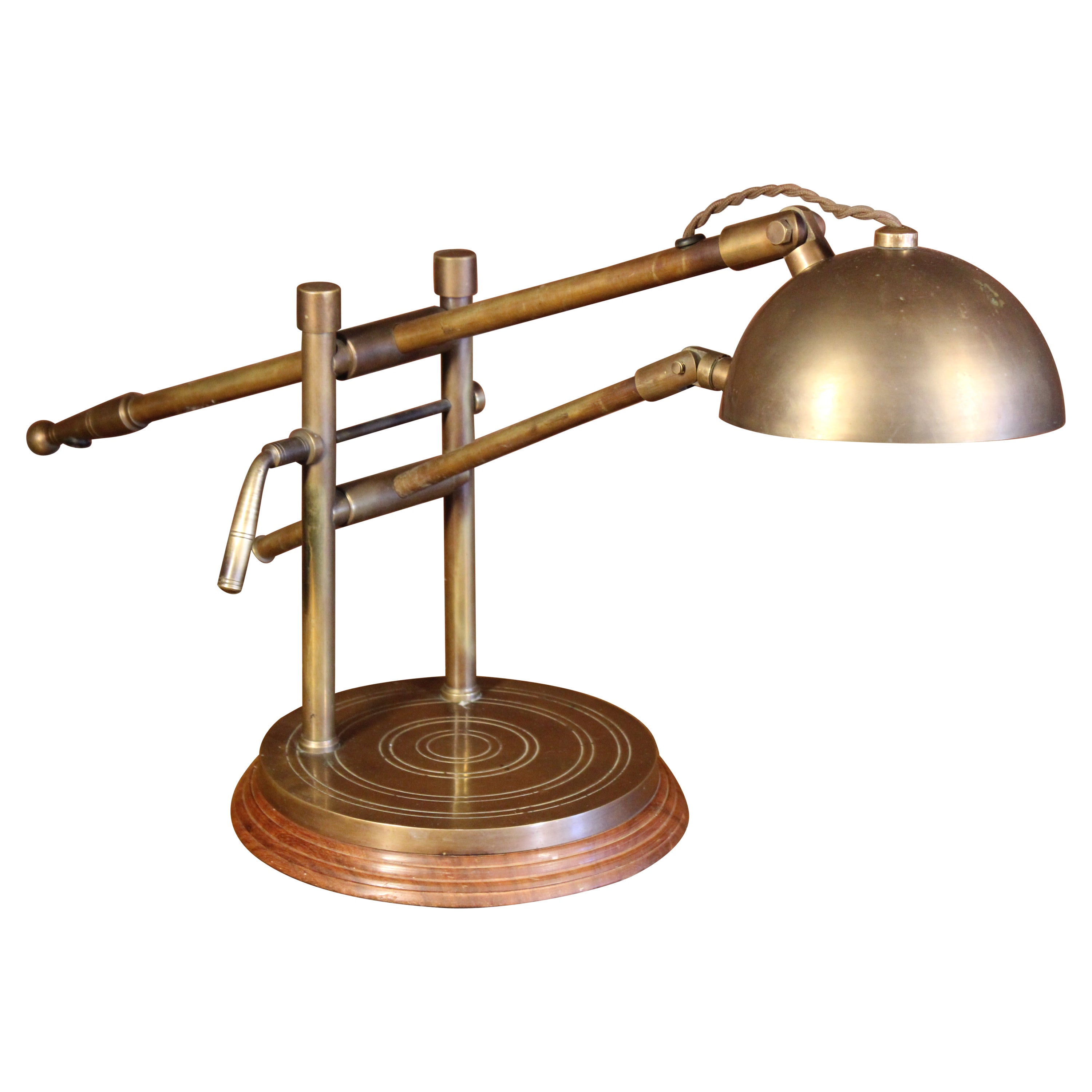 Adjustable Brass Desk Lamp, France, 1940s
