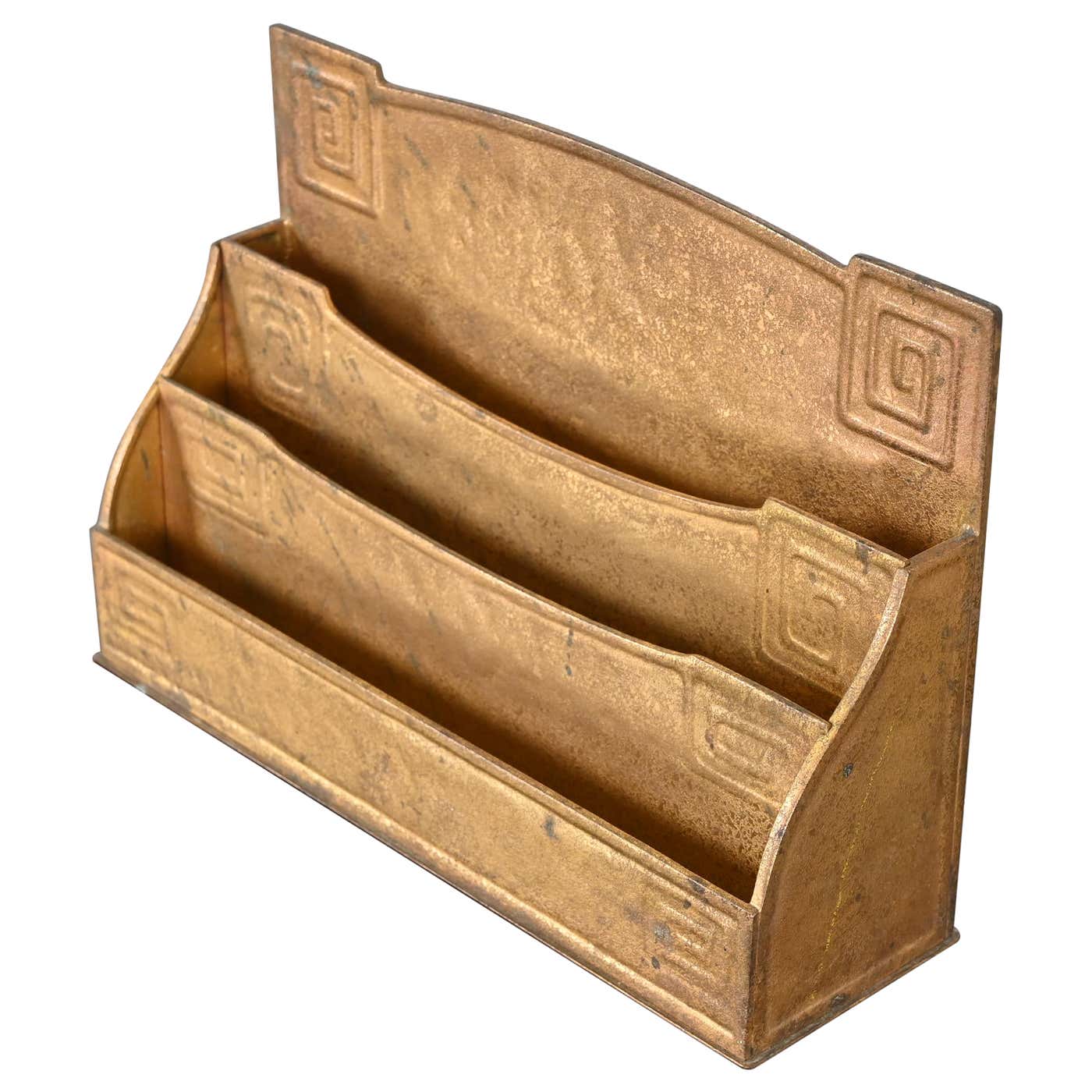 Tiffany Studios New York Art Deco 'Greek Key' Bronze Doré Letter Rack ...