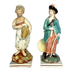 Pair Staffordshire Figures the Farm Girl and the Aristocrat England, Circa 810