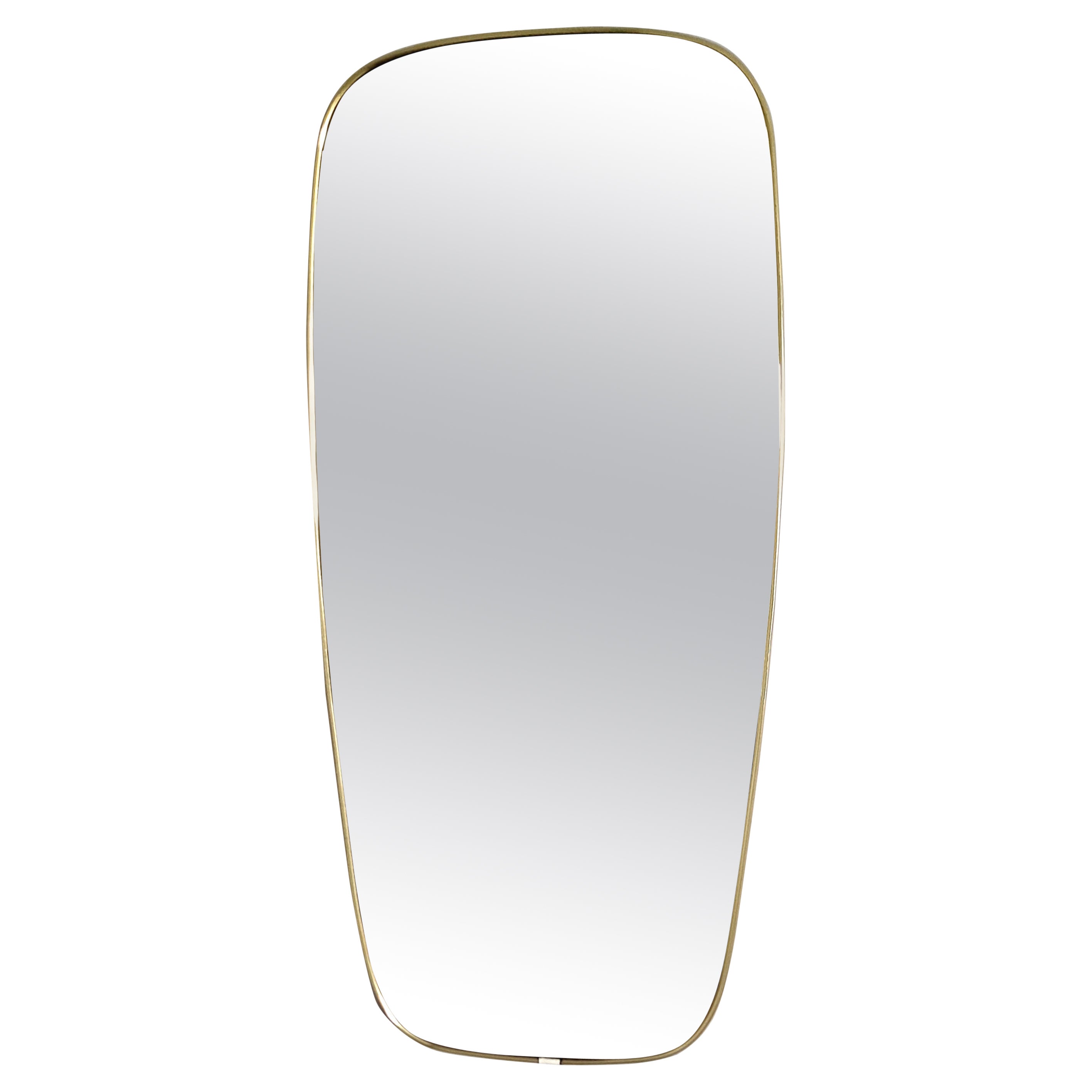 litany Mid Century Brass Wall Mirror  For Sale