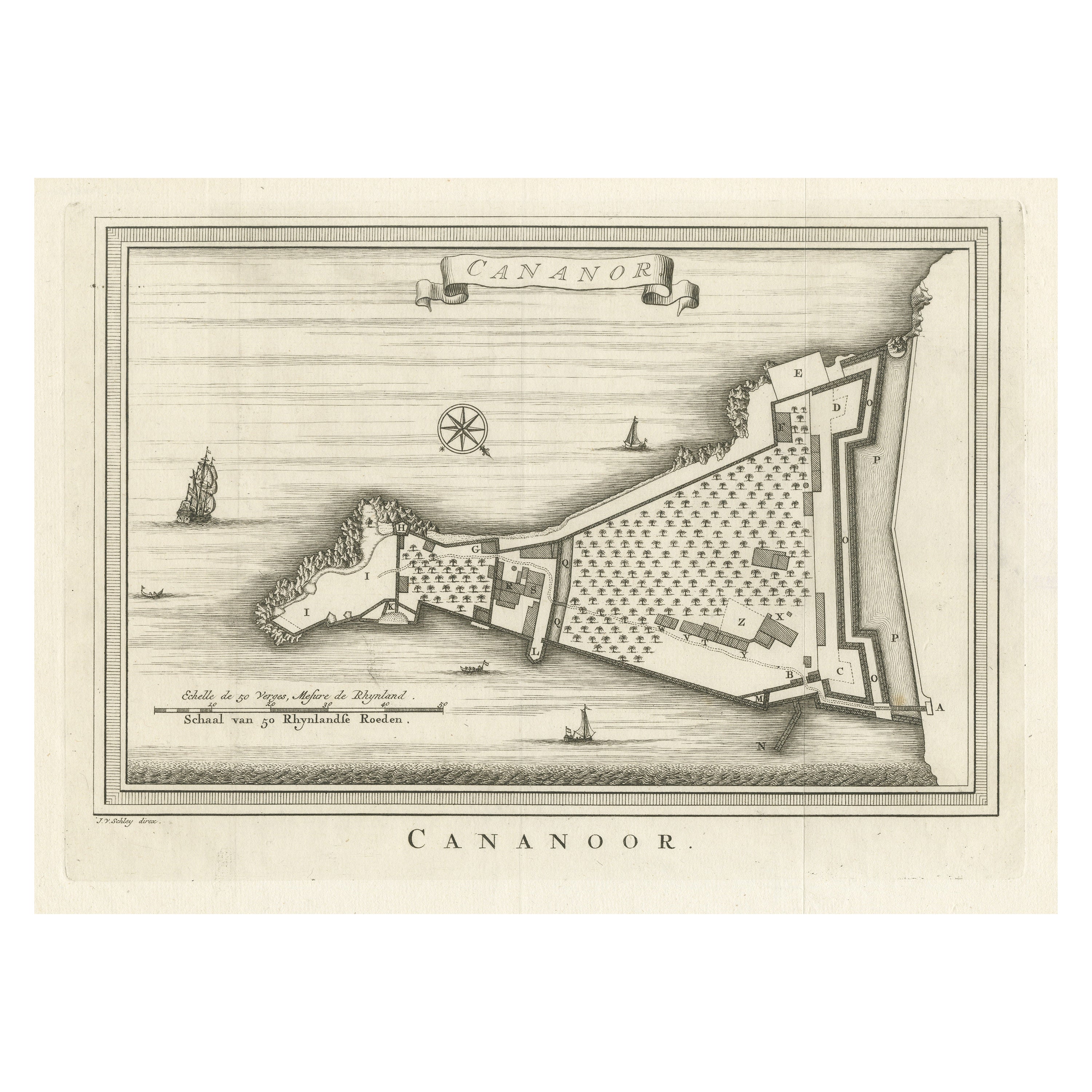 Antique Print of Cannanore Fort, Kerala, India For Sale