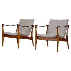 Safari Chairs by Karen and Ebbe Clemmensen for Fritz Hansen, 1960s