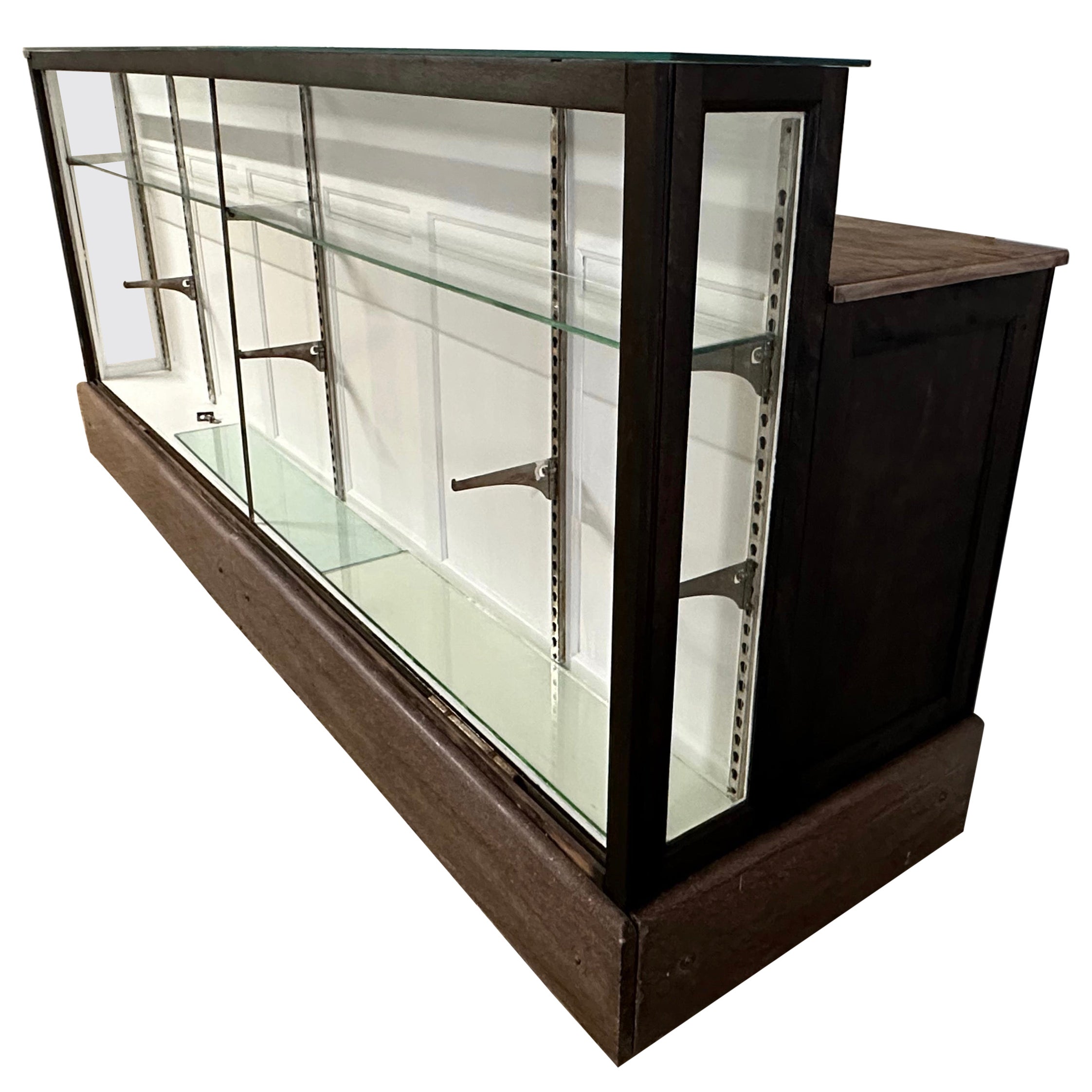 8' Antique Store Counter, Showcase, Display Cabinet or Workstation For Sale