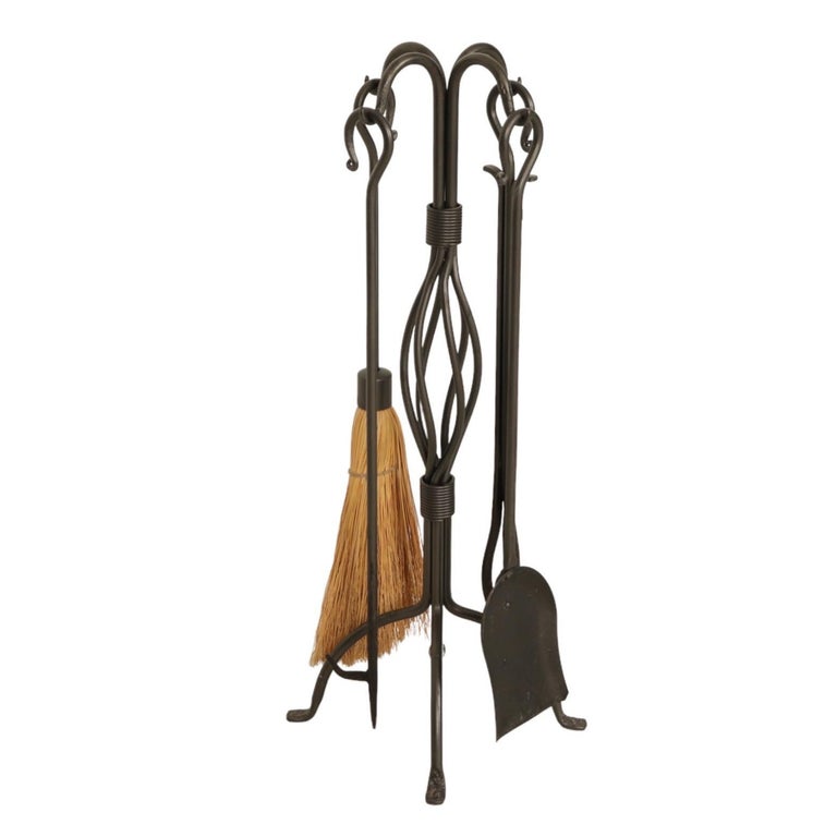 Black Basket Weave Fireplace Tools, 5pcs For Sale at 1stDibs