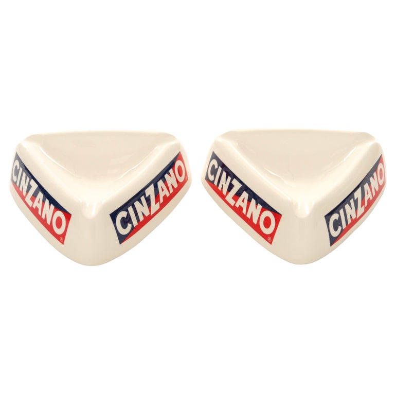 Cinzano Ceramic Ashtrays, Pair For Sale at 1stDibs