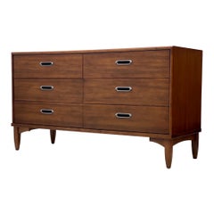 Vintage Mid Century Modern Drexel Lowboy Dresser in Walnut Wood Tone