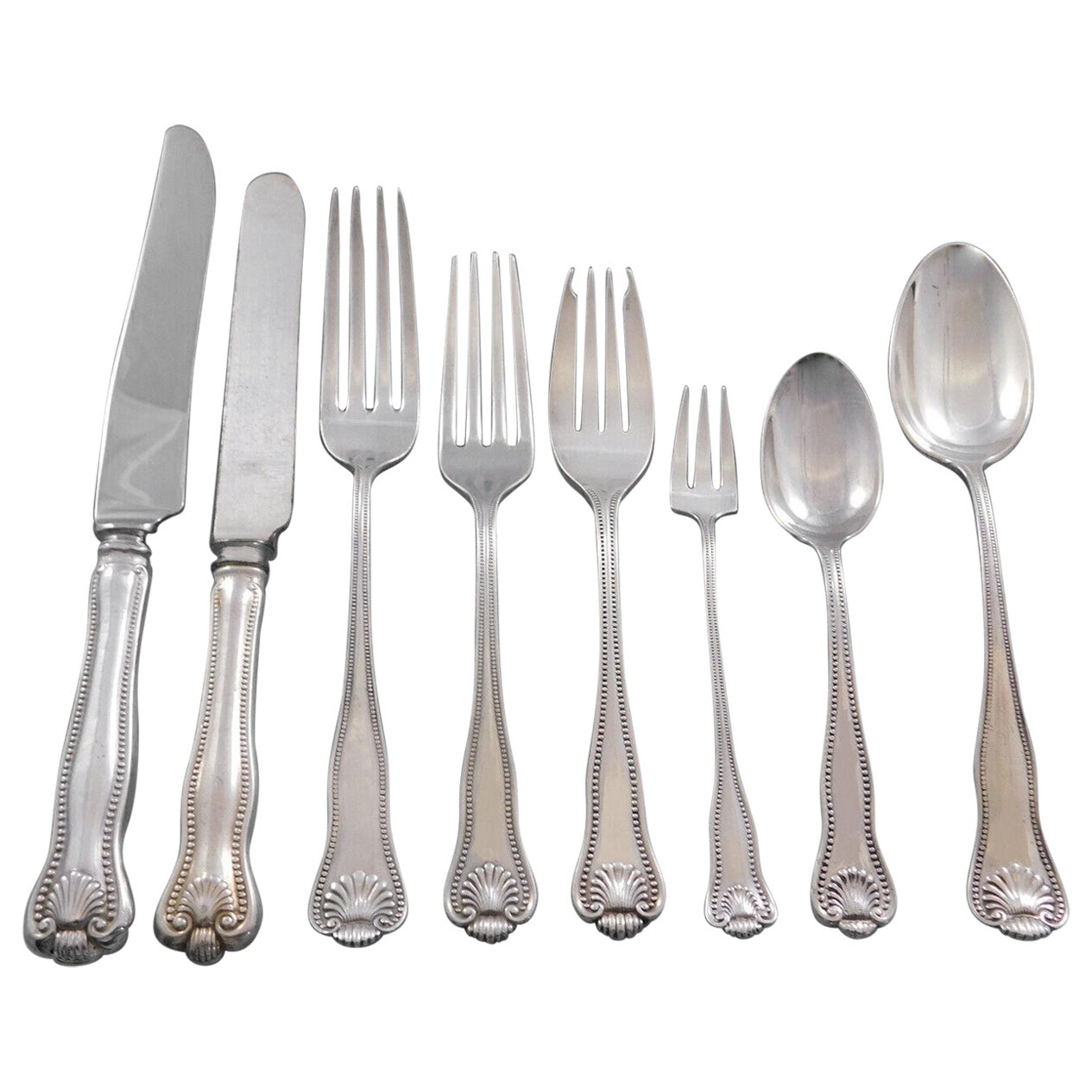 Newport Shell by Frank Smith Sterling Silver Flatware Set for 12 Service 101 Pcs For Sale