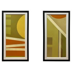 Pair of Geometric Compositions, Acrylic Painting