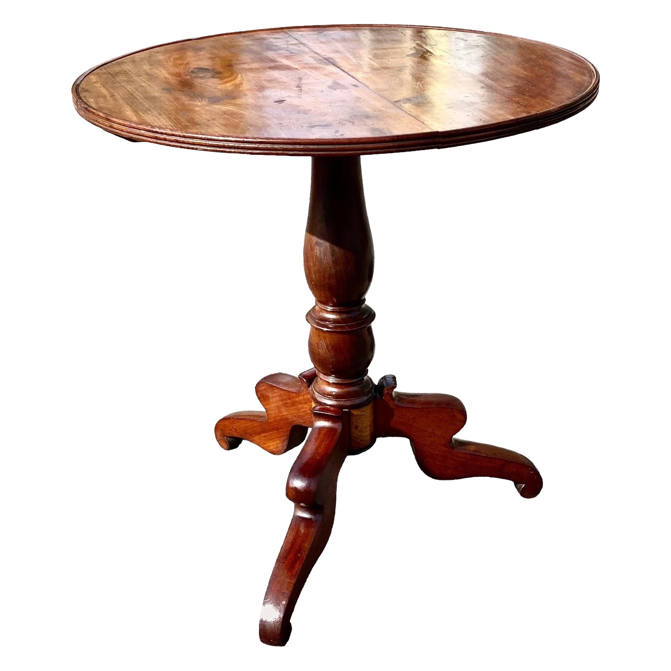 Antique Louis Philippe Cherry Wood Tilt Top Table