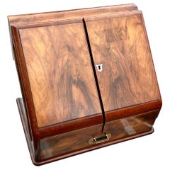 19th Century English Victorian Burr Walnut Stationary Box