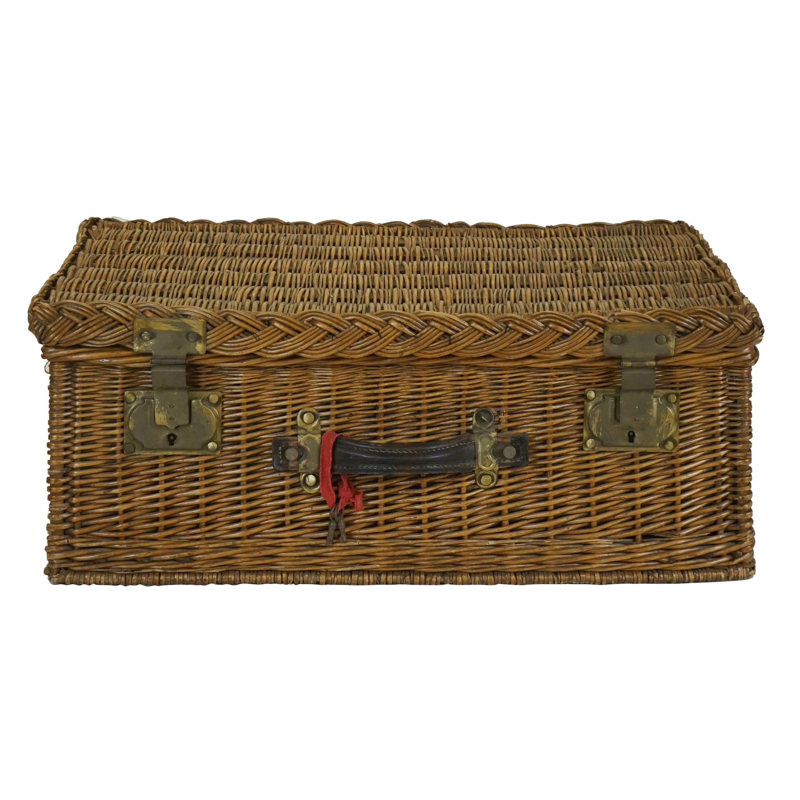 French Vintage Wicker Case, Circa 1960s For Sale
