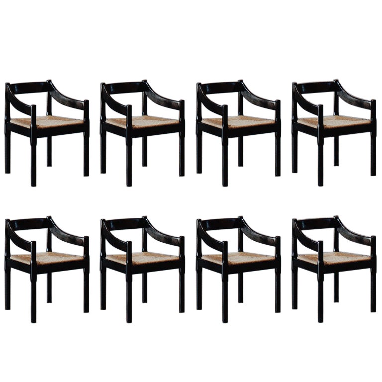 Vico Magistretti "Carimate" Dining Chairs for Cassina, 1960, Set of 8