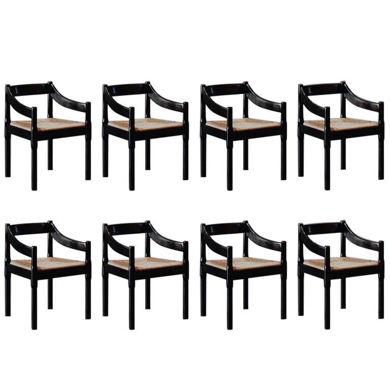 Vico Magistretti "Carimate" Dining Chairs for Cassina, 1960, Set of 8 For Sale