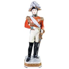 Porcelain Figurine Aelteste Volkstedt, Noble Guard Officer, Early 20th C