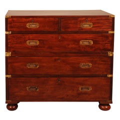 Campaign Chest of Drawer in Mahogany-19 ° Century