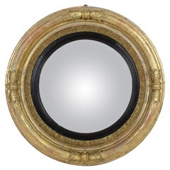 Miroir de majordome circulaire convexe en bois doré du début du XIXe siècle de style Regency/Georgien