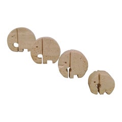 Set of travertine paperweights Elephants attributed to the Fratelli Mannelli