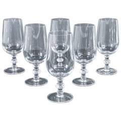 Set of Six Lalique Saint Hubert Crystal Wine Glasses, France, 20th Century