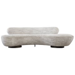 Vladimir Kagan Cloud Sofa for Directional with Stained Oak Pedestal Bases
