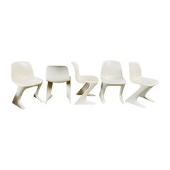 Set of 5 Ernst Moeckl White Kangaroo Chairs, Germany, 1960s