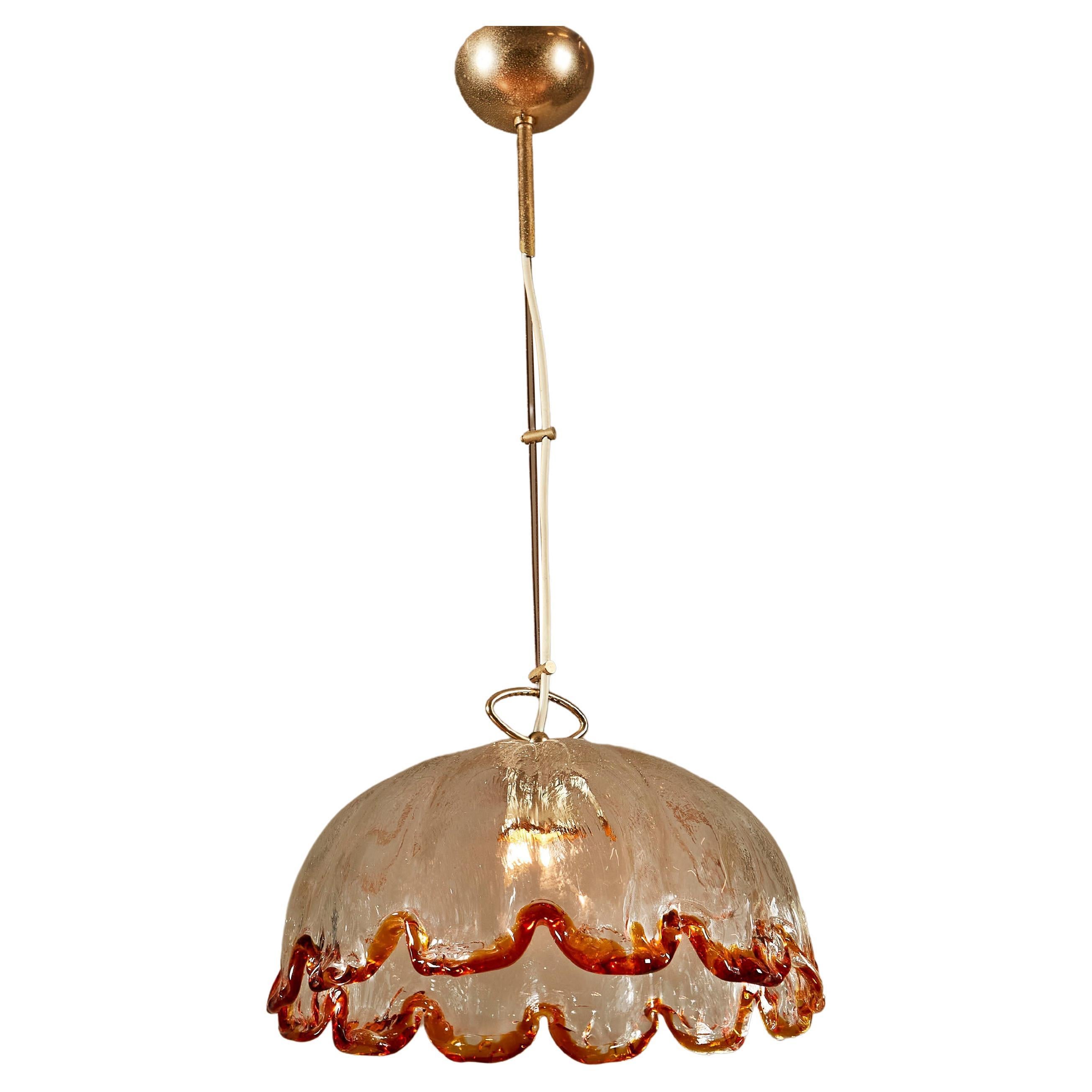 Vintage Amber Flower Ceiling Light by La Murrina, Italy, 1970s For Sale