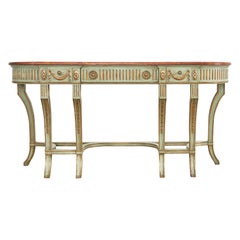 Vintage French Neoclassical Style Faux Marble Console by Ira Yeager