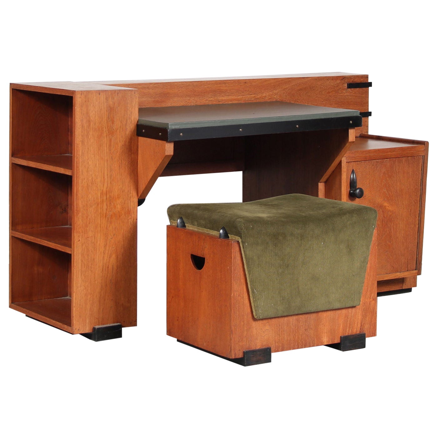 Colonial Haagse School Desk with Stool, Indonesia, 1930