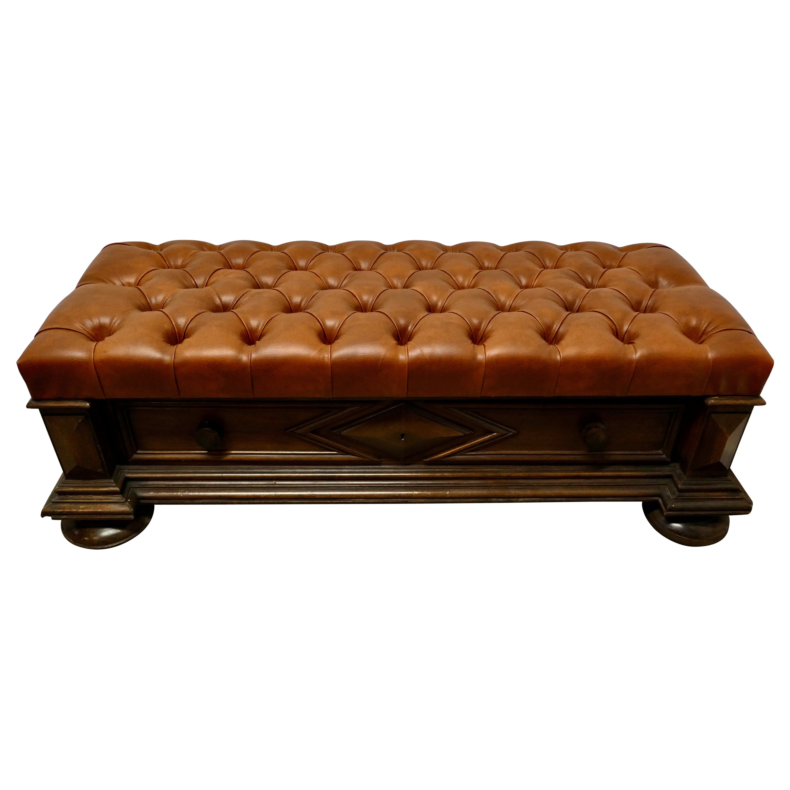 Sturdy Chesterfield Hall Seat with Shoe Tidy Drawer For Sale