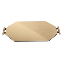 Octagon Brushed and Polished Brass ''Satin'' Tray by Mingardo