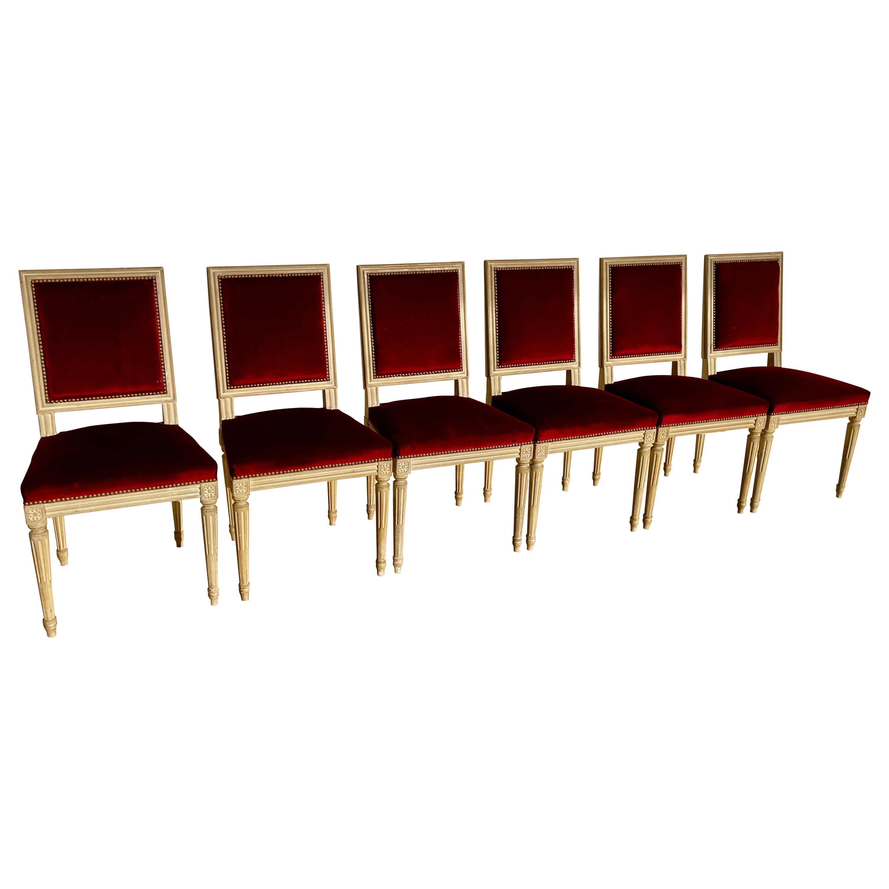6 Louis XVI-Stühle, 19. Jahrhundert