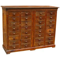 Antique Industrial Oak Apothecary Medicine Cabinet