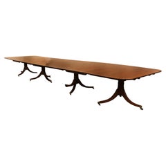 Antique Very Fine 19th Century Regency Inlaid Mahogany Pedestal English Dining Table