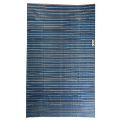 Vintage Dhurrie Flat Weave in Blue Stripes by Rug & Kilim