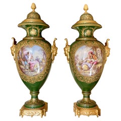 Sèvres - Pair Of Porcelain & Bronze Vases