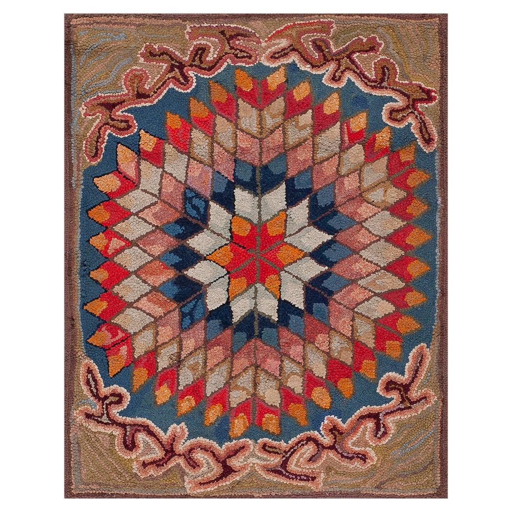 Late 19th Century American Hooked Rug ( 2'9" X 3'6" - 84 x 107 ) For Sale