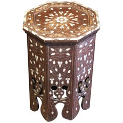Antique Inlaid Moroccan Tabouret Side Table